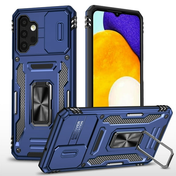 Decase For Samsung Galaxy A14 6.6 inch Case with Slide Camera Lens Protector Shockproof Magnetic Heavy Duty Case Cover,Blue