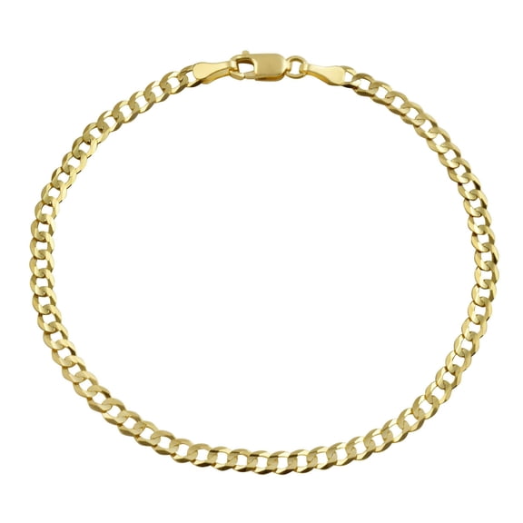 3mm 14K Yellow Gold Cuban Bracelet for Women - 7 Inches
