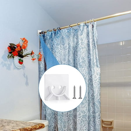 8 Pieces Shower Curtain Rod Holder, Wall Mounted Shower Curtain Pole