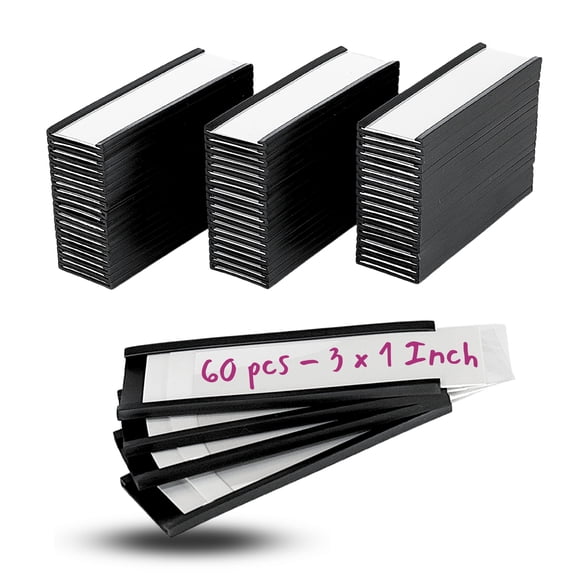 Soportes magnéticos para etiquetas, paquete de 60 unidades, para estantes de metal de 3 x 1 pulgadas