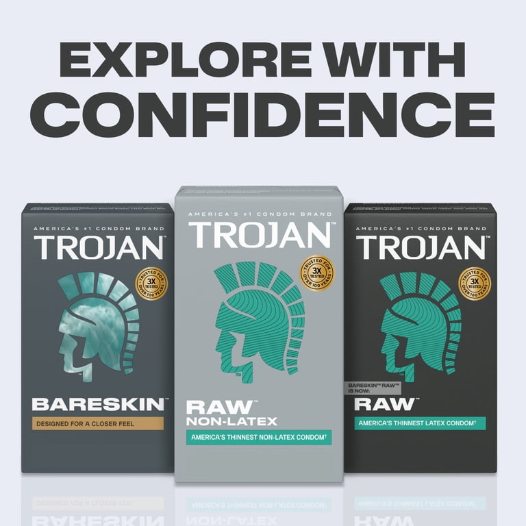 2 pack) Trojan Raw Non-Latex Lubricated Thin Condoms for Men, America's Thinnest Latex-Free Condom, 10 count - Walmart.com 2 pack) Trojan Raw Non-Latex Lubricated Thin Condoms for Men, America's Thinnest Latex-Free Condom, 10 count - Walmart.com