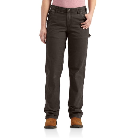 Carhartt Women's Rugged Flex Loose Fit Canvas Work Utility Pants, Dark Brown, 20 Plus
