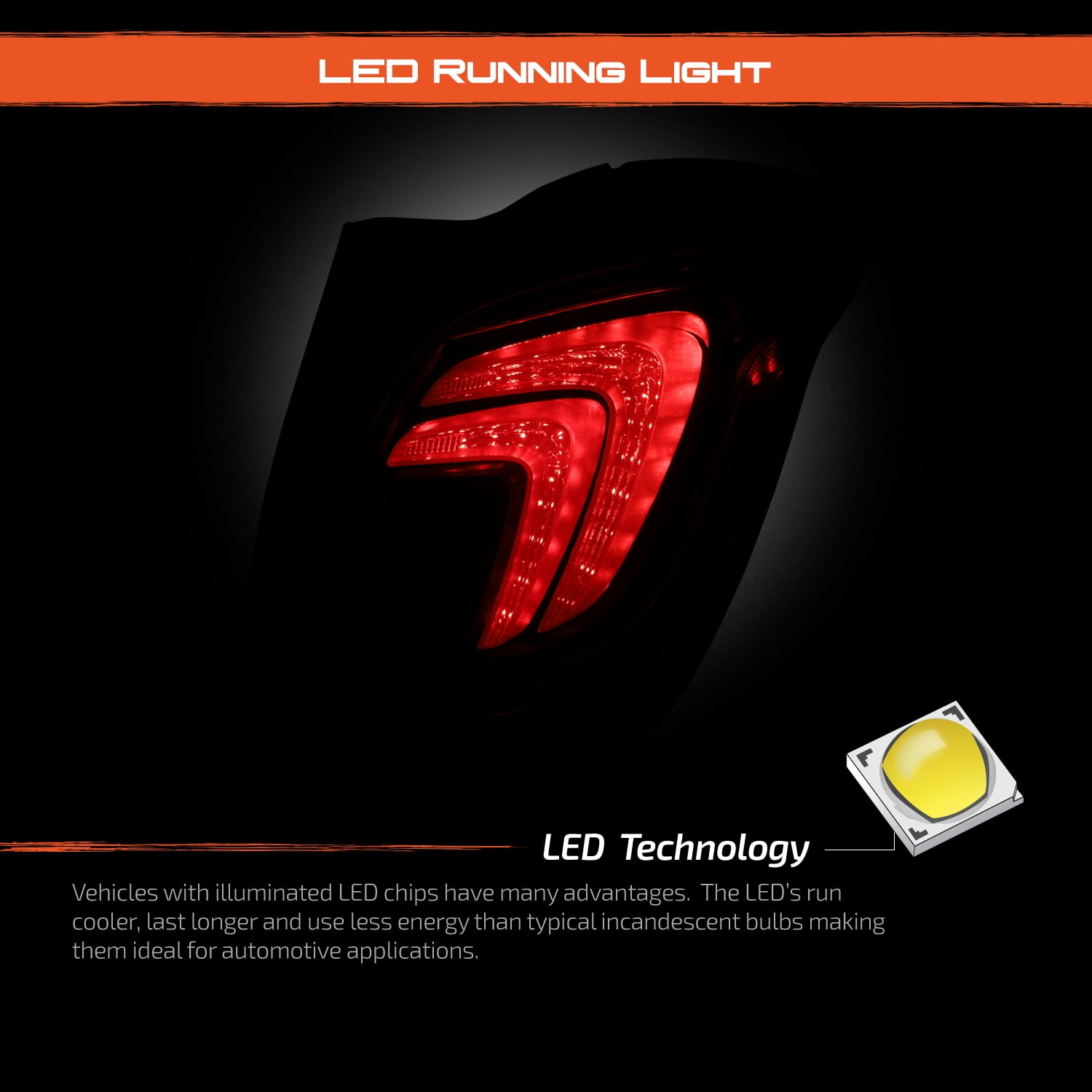 AKKON - Fits 2017-2022 Buick Encore LED DRL Running Brake Signal Red Clear Tail Light Brake Lamp Passenger Right Side