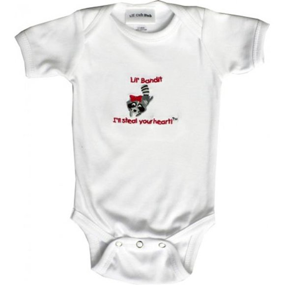 Lil Cub Hub 2WLSOGR-03 White Long Sleeve Gown - Raccoon- 0-3 months