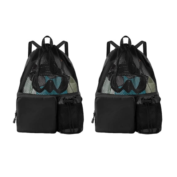 2 PCS Basketball Bag with Zipper Wet,Compartment Drawstring Mesh Sack Lightweight Breathable Waterproof Sports Shoulder Bag for Soccer,Gym