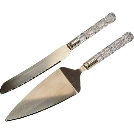 

Stainless Steel Black Duck Brand Cake Knife Server Set with Faux Crystal Handle