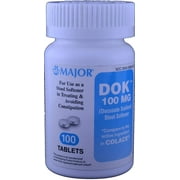 5 Pack Major Dok 100 Mg Docusate Sodium Crushable, 100 Tablets each