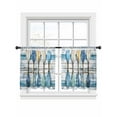 thumbnail image 2 of Lake Paddle Striped Semi Sheer Curtains 54 Inch Length 2 Panels Set, Watercolor Vintage Wood Grain Sheer Kitchen Curtain Privacy Voile Window Curtain for Living Room Bedroom Rod Pocket Drapes, 2 of 7
