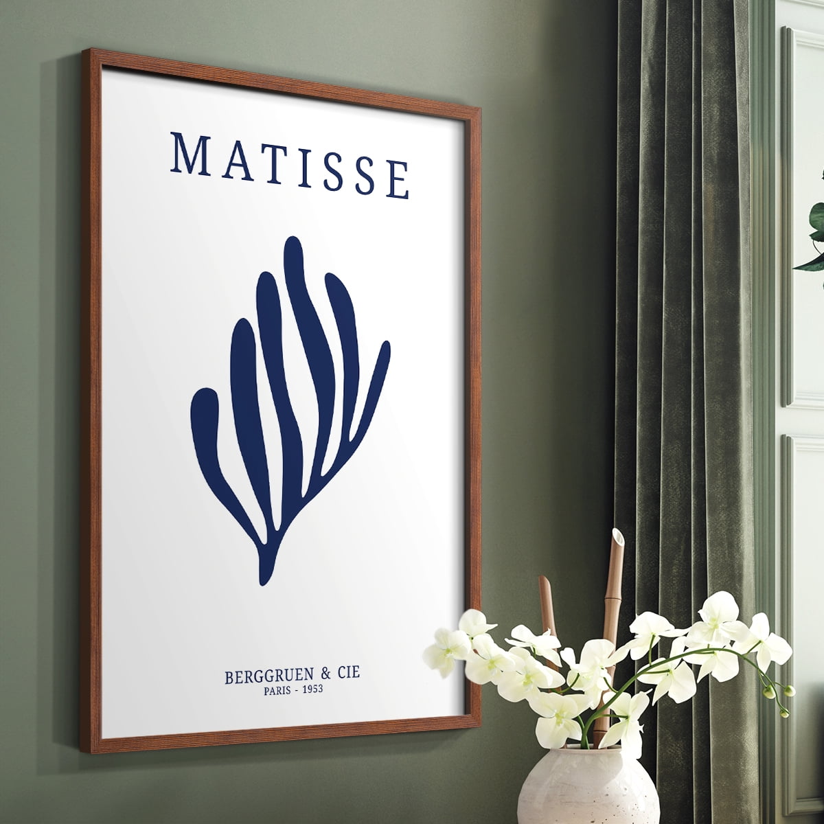 Matisse CDXIII in Brown Solid Wood Framed Print No Nail Hanging