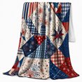 thumbnail image 2 of Patriotic 4Th Of July Patchwork Stars Stripes, Cozy Friendship Quote Scene, Warm Flannel Blanket for Living Room and Reading Nook, Art Lovers Friendship Gift, Artistic Home Decor, 2 of 9