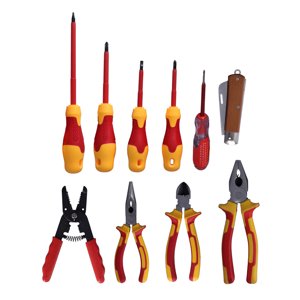 10 Ensemble d'outils électriciens Isolés Pcs avec embout de tête à fentes