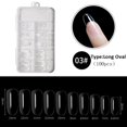 thumbnail image 1 of 100 unids/caja de uñas postizas naturales, blanco claro, extensión de cobertura completa, puntas de uñas postizas, pegatina completa de gota de agua en forma de T para uñas Tan Jianjun unisex, 1 of 2