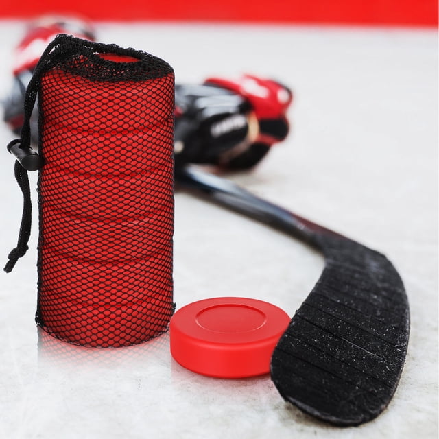 HAMPPLIES 6 Pcs Rondelles de Hockey sur Glace Rouges Mates en PVC pour l'Entraînement et le Jeu avec Sac de Transport