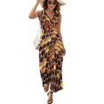 thumbnail image 2 of Honeycomb Print Dress Summer Street Style Bohemia Long Dresses Female Sleeveless Printed Maxi Dress, 2 of 9