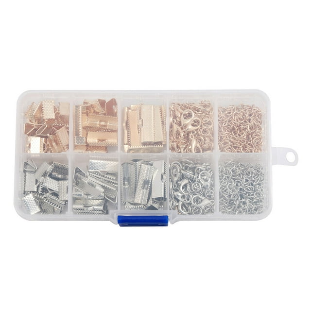 facefd Ribbon Bracelet Kit Bookmark Pinch Crimp Ends Lobster Clasps with Jump Rings and Chain Extenders