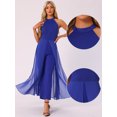 thumbnail image 2 of DARING DIVA Women's Sleeveless Chiffon Wide Leg Jumpsuit L Royal Blue, 2 of 6