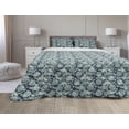 thumbnail image 1 of Ethnic Comforter & Sham Bedding Set, Blossoming Flowers Arrangement Inspirations from Oriental Folklore, 3 pcs Duvet Set Microfiber Filling Quilt, 5 Sizes, Pale Blue Dark Teal, by Ambesonne, 1 of 4