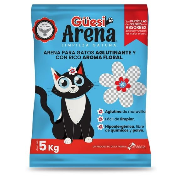 GÜESI ARENA PARA GATO ATADO FLORAL 25 Kg (5 BOLSAS DE 5 Kg)