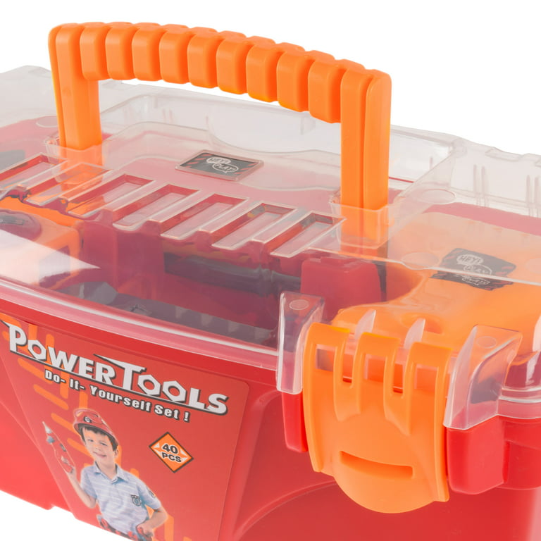 40-Piece Toy Tool Box Set-Pretend Play Construction Handyman Set for Boys  and Girls-Includes Hammer, Screwdrivers, Drill, Bolts and More by Hey! Play!