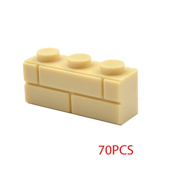 DIY Building Blocks Thick Wall Bricks 2 1 1x2 1x3 1x4 Dots Bulk Accessories Doors Windows Bricks Educational Toy for Kids,70PCS Beige