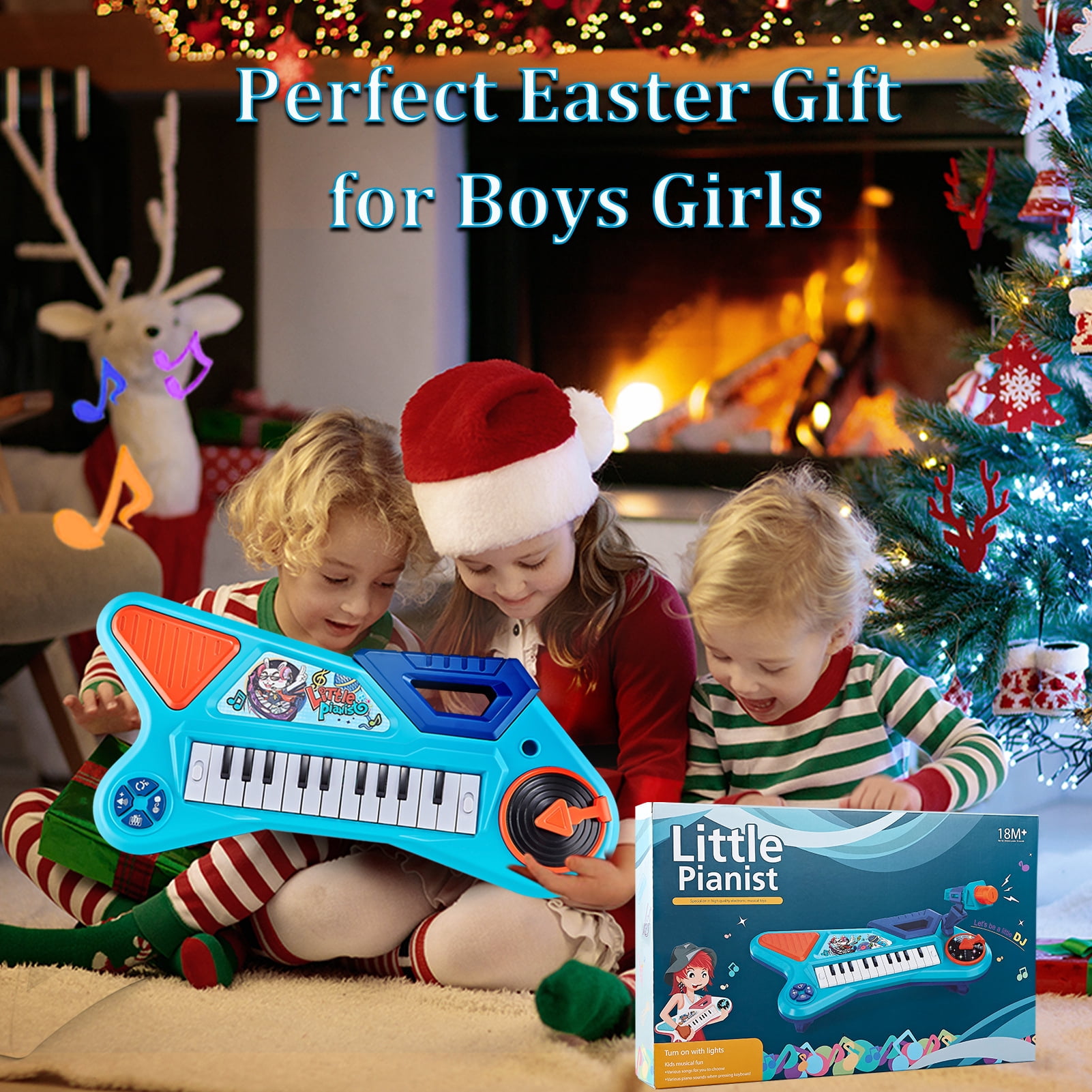 Baby Piano Toy for 1 2 3 Years Old,Toddler Musical Keyboard with Microphone,Kids Drum Play Instrument for 12-18 Months Boys Girls,Beginners Development Gift Music Toy