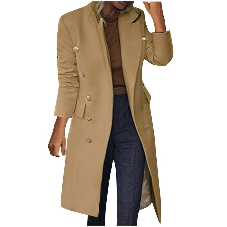 Yuwull Women'S Double-Breasted Long Blazer Trendy Slim Lapel
