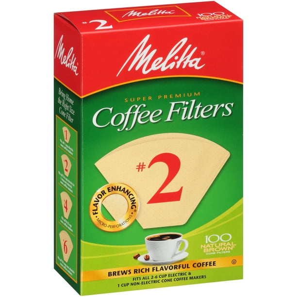 Melitta #2 Natural Brown Cone Coffee Filters, 100 Ct - Walmart.com