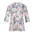 thumbnail image 4 of Puntoco verano mujer media manga estampado botón tops blusa cuello en V camisa pulóver Puntoco Puntoco-543, 4 of 8