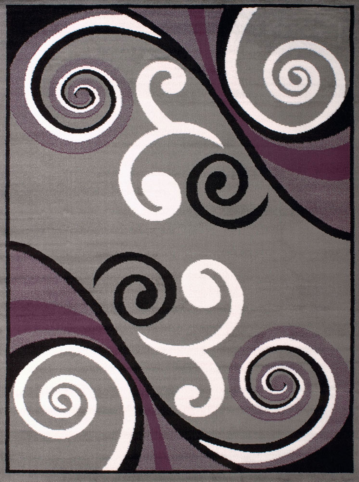 Designer Home Soft Transitional Indoor Modern Area Rug Curvy Swirls  - Actual Size: 5' 3" x 7' 2" Rectangle (Grey) - image 2 of 5