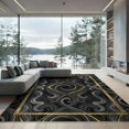thumbnail image 2 of ODIKA 8'x10' Washable Area Rug Durable, Non-Slip Border Swirl Inlay Veined Streaks Flow Symmetrical Abstract Vein Refined for Living Room, Under Sectional, Family, 2 of 7