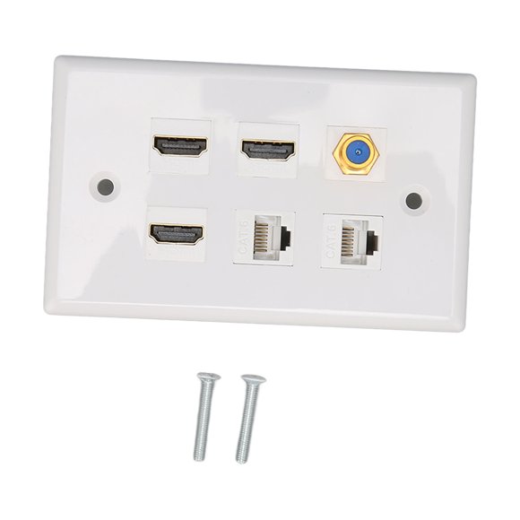 HD Multimedia Interface Wall Plate, Decorative 6 Ports Ethernet Wall Plate Professional For Home