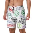 thumbnail image 2 of Uemuo Stamp Set Collection Pattern Mens Swim Trunks Quick Dry Board Shorts with Mesh Lining, Stretch Beach Shorts Quick Dry No-Chafing Board Shorts-, 2 of 9