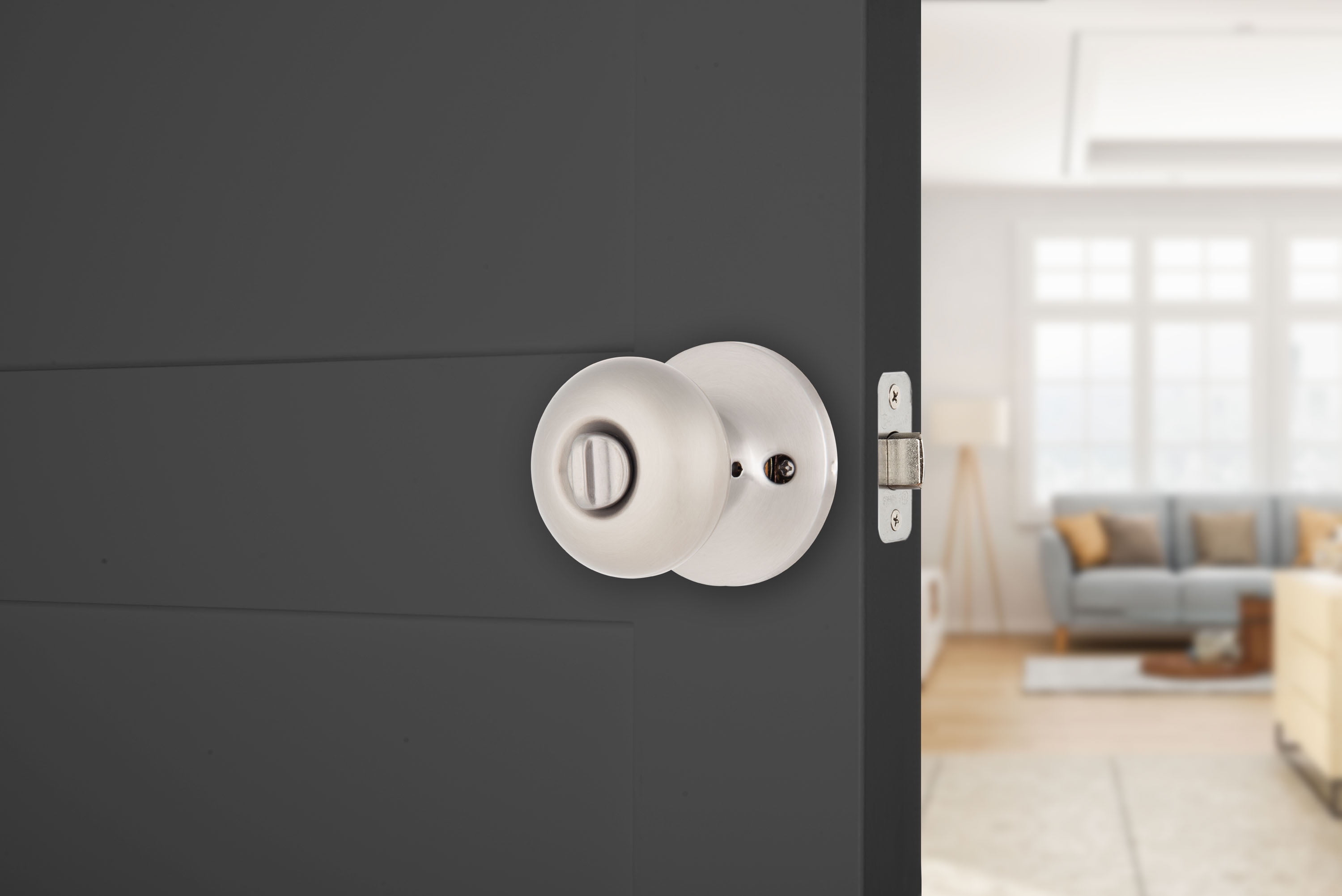 Brinks Privacy Mushroom Doorknob, Satin Nickel Finish