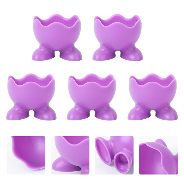 AURARMLET Egg Cups for Table 5Pcs Silicone Holders with Feet Design Home Kitchen Use Purple