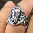 thumbnail image 5 of HIJONES Men's Stainless Steel Classic Elephant Animal Biker Ring Religious Faith Statement Chunky Band Size 7, 5 of 6