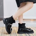 thumbnail image 5 of LYHao Girls' Bow Pearl Short Boots For Kids Cozy Lined Ballet Style Slip On Winter Footwear For Girls ,Girls Boots Sizes 7 Black(18-24 Months), 5 of 6