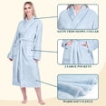 thumbnail image 3 of PAVILIA Womens Fleece Robe with Satin Trim, Plush Soft Long Spa Bathrobe, Cozy Shawl Collar Housecoat with Pockets (S/M, Light Blue), 3 of 9