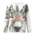 thumbnail image 4 of miqiqism Women Comfy Sweatshirt Donkey Print Crew Neck Sweatshirts Long Sleeve Cute Pullover Top Trendy Loose Fit Tunic Blouses Casual Clothes Top,White,Small, 4 of 4