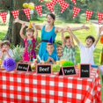 thumbnail image 4 of 2 Pieces Red and White Gingham Checkered Table Covers Plastic Picnic Rectangle Tablecloth 51 x 72 Inch with 16 Chalkboard Tent Cards for Party Decoration, 4 of 7
