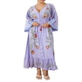 thumbnail image 1 of Robe Bohème pour Femmes à Manches Longues, Taille à Cordon, Boutonnée, Robe Trapèze, 1 of 9