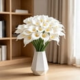 thumbnail image 5 of MMJ 10pcs 13.78in Artificial Flowers Calla Lily Soft Latex Faux Stems Wedding Bouquet Home Vase Table Floral Arrangement, 5 of 8