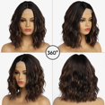 thumbnail image 2 of Pelucas Onduladas para Mujer, Frente de Encaje lace front, 14 Pulgadas, Longitud Corta de los Hombros, Parte Media, Peluca Ondulada y Rizada, Peluca de Fibra Sint&eacute;tica Resistente al Calor d, 2 of 7
