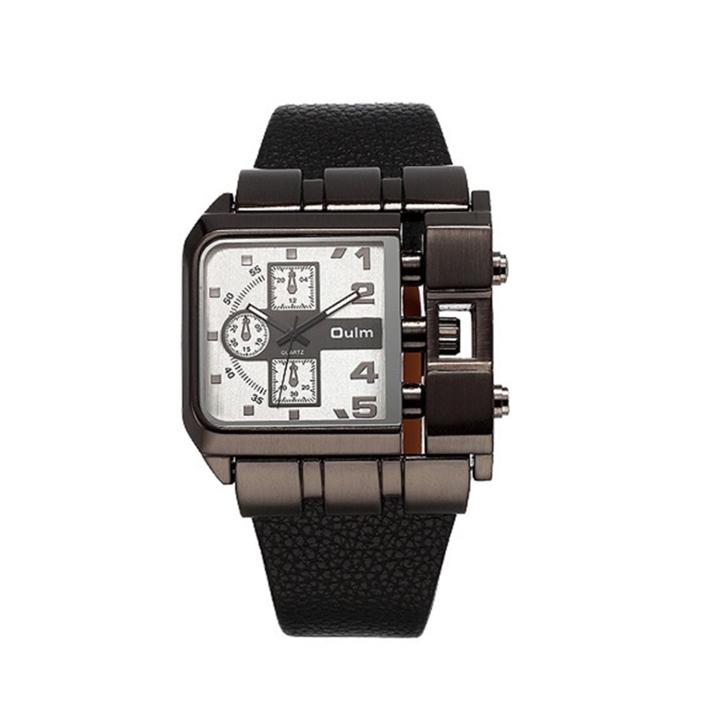 OULM - OULM Luxury Quartz Watch Men Square Dial Leather Band Watches Male Wristwatch - Walmart