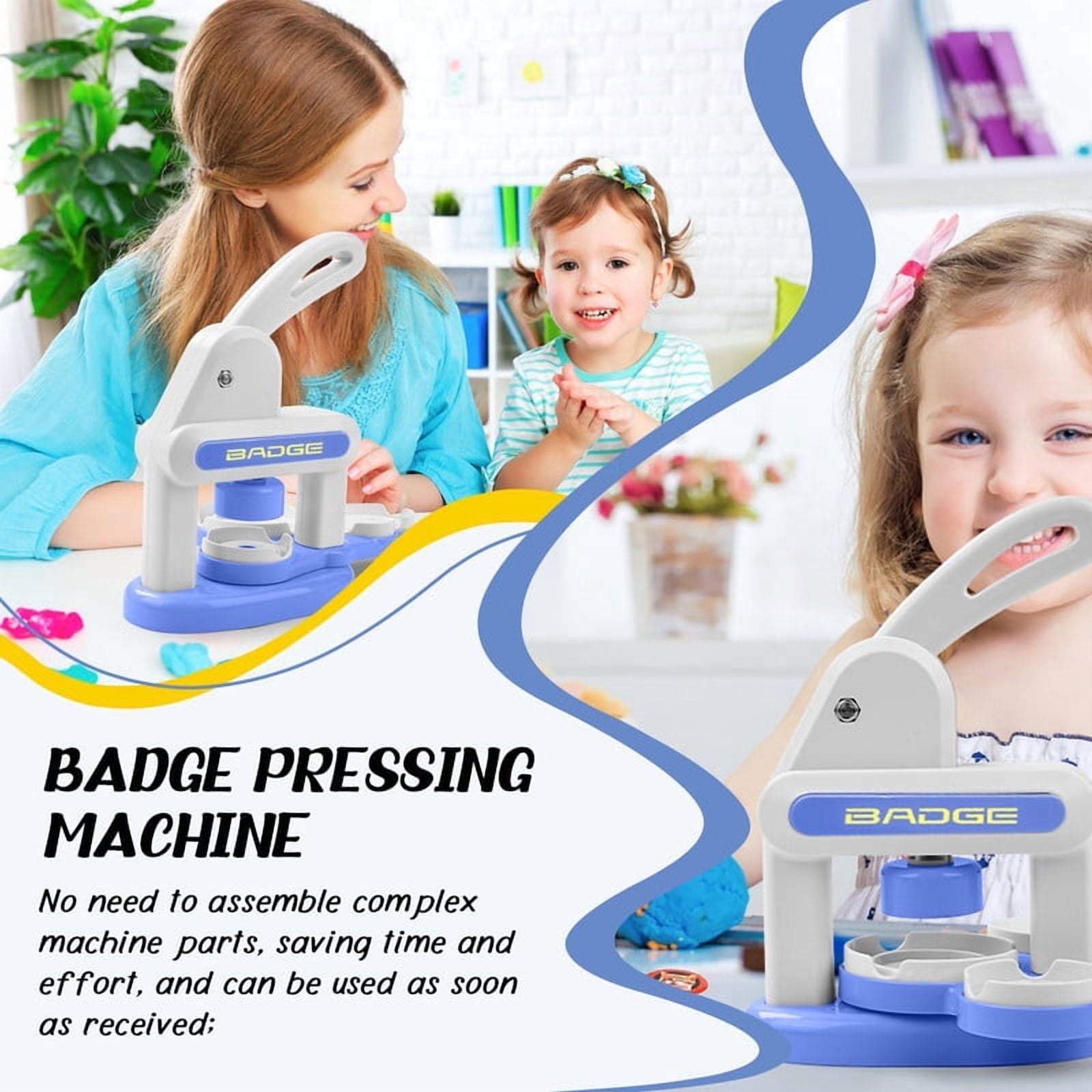Button Maker Machine Installation-Free DIY Button Pin Maker Machine Badge Press Machine Blue