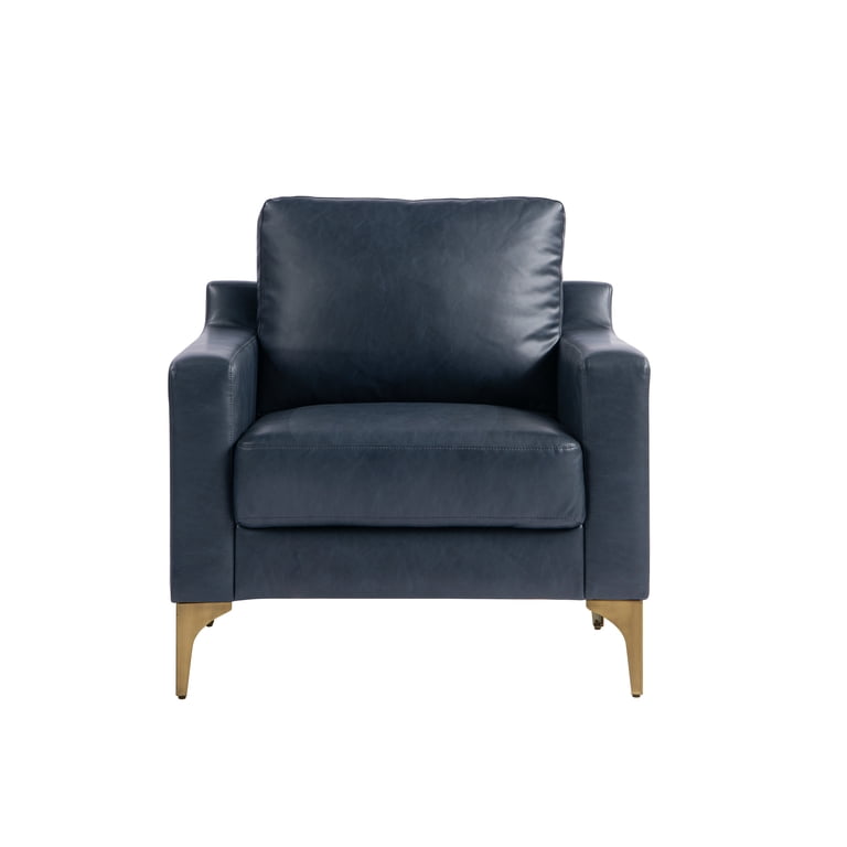 Serta Hemsworth Mid-Century Modern Armchair, Navy Blue Faux