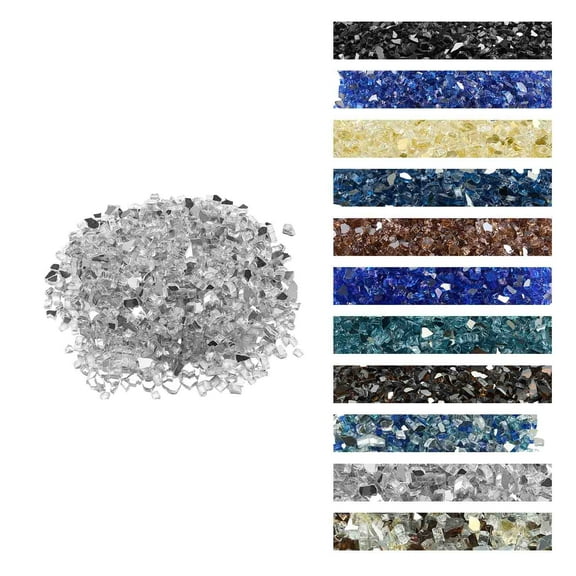 VEVOR Fire Glass, 10 LBS / 4.5 KG High-Temperature Resistant Fireplace Rocks, 1/2-Inch / 12.7 mm Reflective & Smokeless Firepit Glass Rock, High Luster Stone Landscaping for Fire Pit Table, Clear