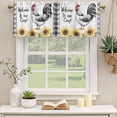 thumbnail image 2 of Retro Rooster Curtain Valances for Windows, Kitchen Valance Window Treatments Panel 2 Pack, Sunflower Plaid Watercolor Animals Rod Pocket Short Curtains for Bathroom Bedroom 54 x 18 Inch, 2 of 8