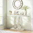 thumbnail image 5 of Modern Mirrored Entryway Console Tables with Gold Crushed Diamond Inlay, 39.37" Long Silver Hallway Table for Entryway, Glam Glass Foyer Table for Home Decor, 5 of 7