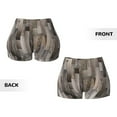 thumbnail image 3 of Sigee Wooden Texture Print Women's High Waist Workout Shorts - Squat Proof, Tummy Control, Yoga and Gym Activewear-Medium, 3 of 9