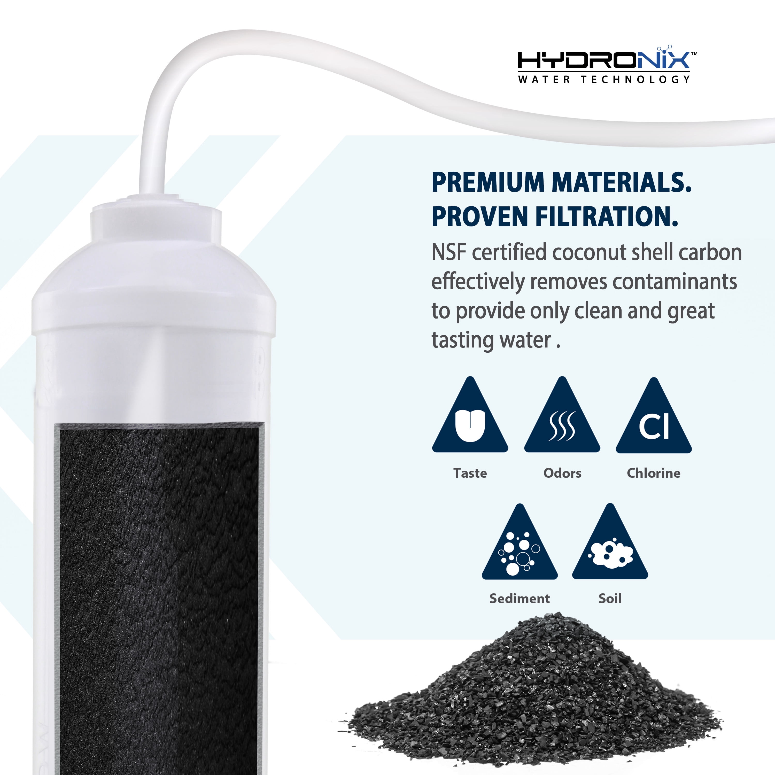5 Pack - Hydronix ICF-10 Reverse Osmosis Post Polishing, Fridge & Ice Inline Coconut GAC Water Filter, 2000 Gal 1/4" NPT